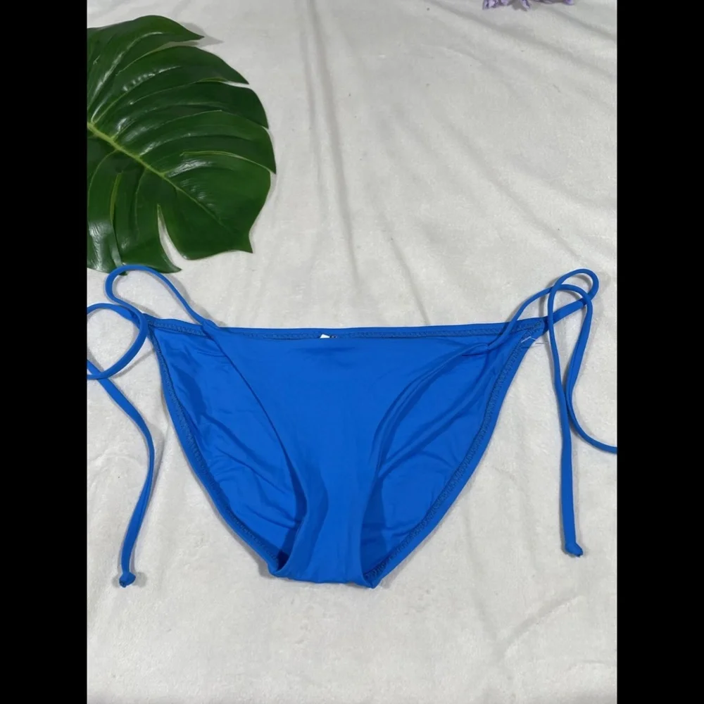 NEW $38 Becca Color Code Side Tie Bikini Bottoms in Blue‎ [SZ Medium ]